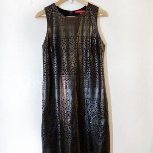 Saks Fifth Avenue lazer cut faux leather dress